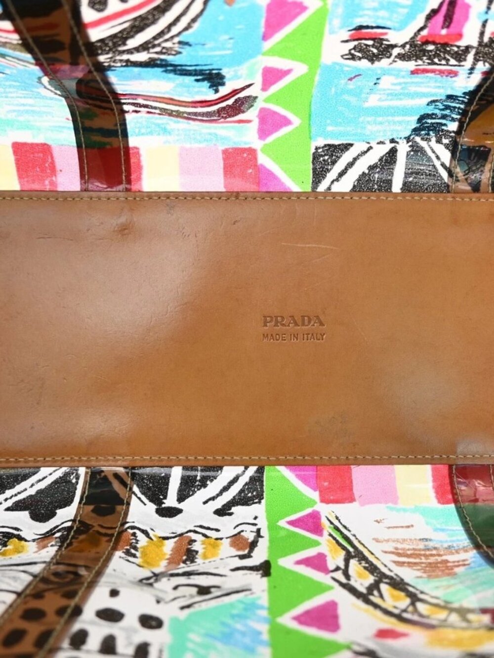 PRADA Venetian Print Shoulder Tote Bag Vinyl Leather Brown SHW Italy 37KD059 - Picture 10 of 13